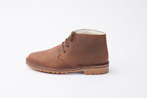 Polacchina Artigianale Ingrassata Fodera Shearling Testa di Moro